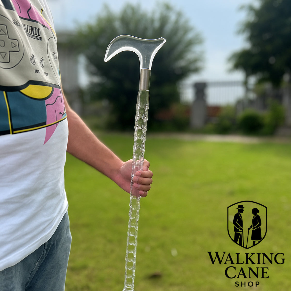 Transparent acrylic walking cane – crystal clear design for men and women